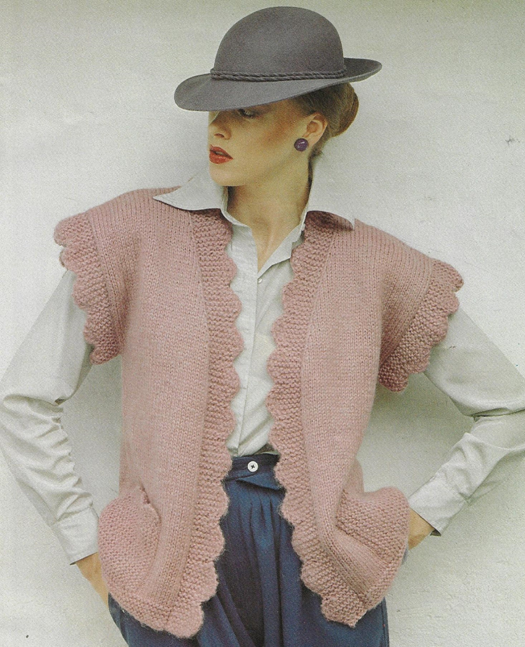 Easy Sleeveless Jacket Knitting Pattern 
