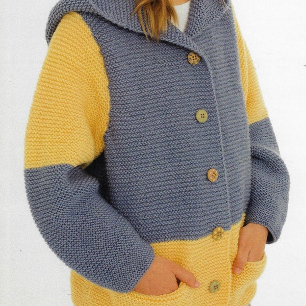 Child Easy Garter Stitch Hood Jacket knitting pattern DK 8 ply yarn or wool 28-34 inch 71-86 cm chest PDF Instant Digital Download Post Free