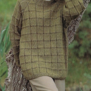 Women's Square Textured Sweater Knitting Pattern 8 ply 30-44 inch PDF Download