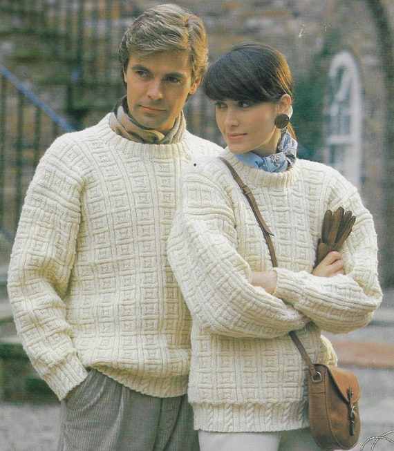Men's & Women's Square Textured Sweater Knitting Pattern DK Men's & Women's Square Textured Sweater Knitting Pattern DK