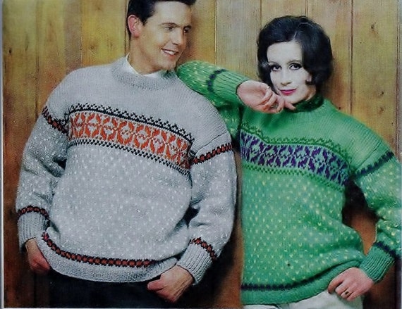 Vintage womens mens childrens sweater knitting pattern pdf ladies crew neck jumper 26-44 chunky bulky 12ply pdf instant Download