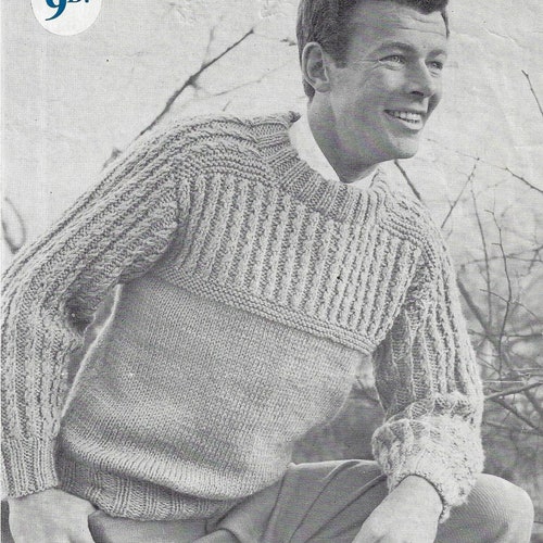 PDF Vintage Mens Knitting Pattern Sweater Jumper 38-48 - Etsy