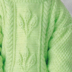 Baby & Toddler Leaf Panel Sweater knitting pattern 4 ply yarn or wool 14-24 inch 36-61 cm chest PDF Instant Digital Download Post Free