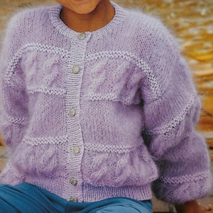Child&#39;s Mohair Cardigan knitting pattern 22-30 inch 56-76 cm chest PDF Instant Digital Download Post Free