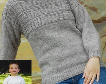 Textured Yoke Sweater knitting pattern Family Sizes 22-48 inch 56-122 cm chest DK 8 ply & 10 ply wool yarns PDF Instant Download Post Free