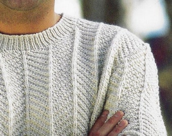 Chevron Sweater Knitting Pattern: Men & Women Crew/Roll/V-Neck options  (PDF Download)