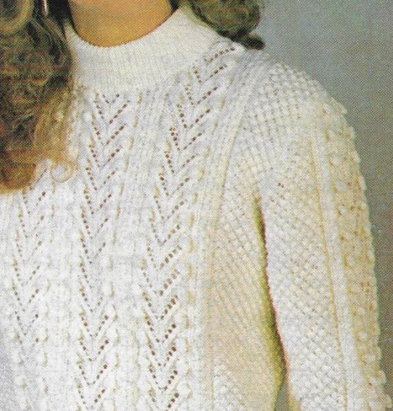 Women's Lace Sweater Knitting Pattern 4 Ply Yarn or Wool 32