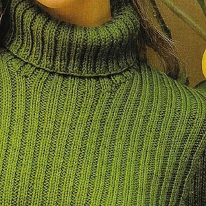 Women's Double Rib Polo Neck Sweater knitting pattern DK 8 ply yarn or wool 30-44 inch 75-110 cm bust PDF Instant Digital Download Post Free image 3