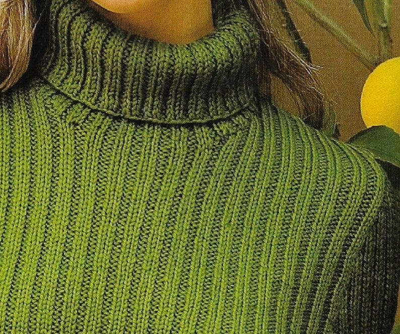 Women's Double Rib Polo Neck Sweater knitting pattern DK 8 ply yarn or wool 30-44 inch 75-110 cm bust PDF Instant Digital Download Post Free image 3