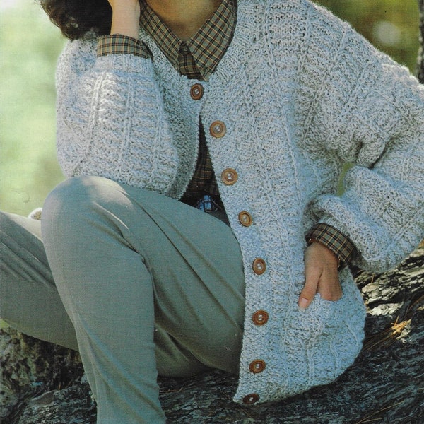 Women's Textured Cardigan knitting pattern 10 ply worsted yarn or wool 30-40 inch 76-102 cm bust PDF Instant Digital Download Post Free