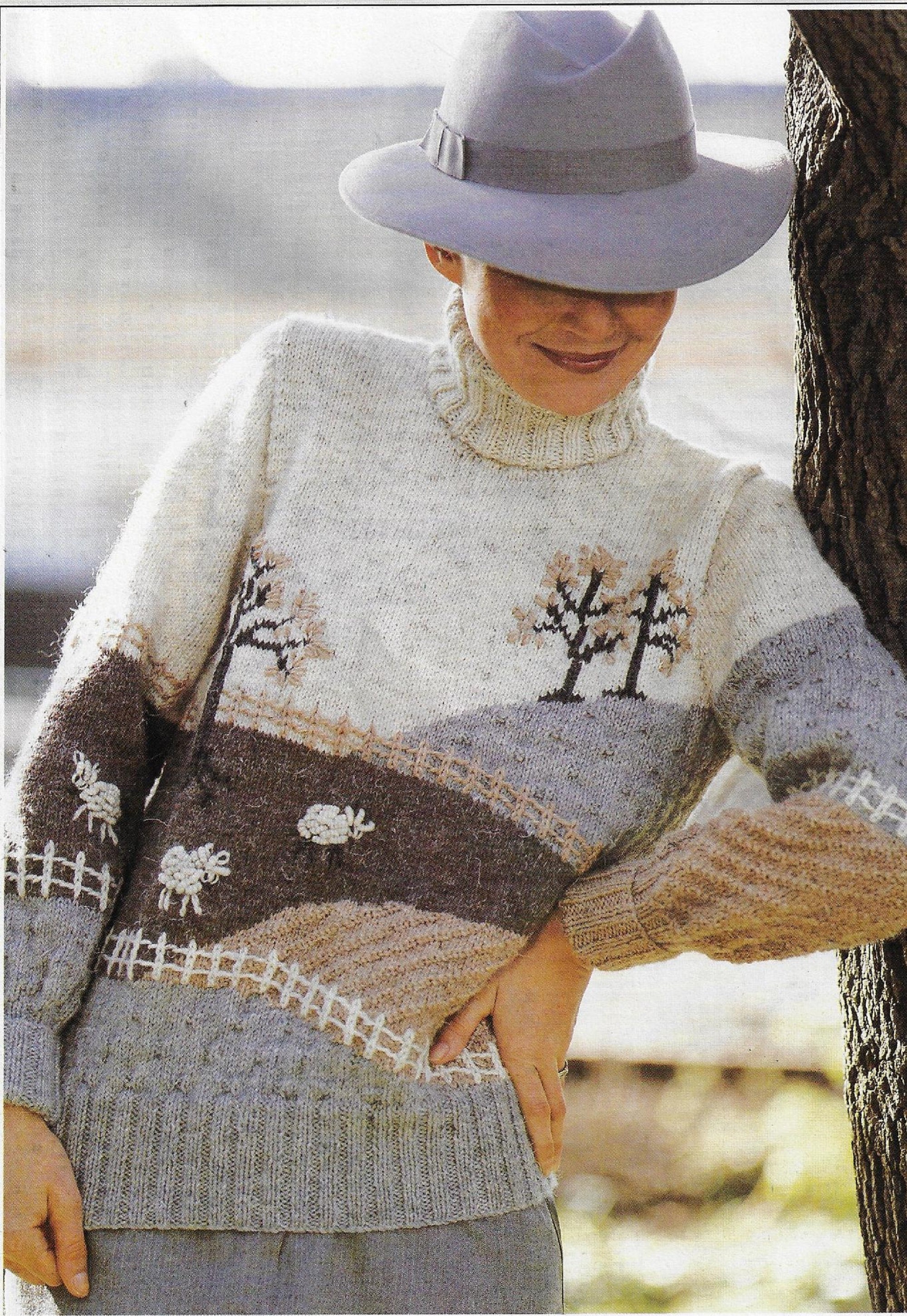 Women's 'sheep in the Field' Sweater Knitting Pattern DK 8 Ply