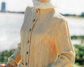 Women's Ribbed Jacket knitting pattern DK 8 ply yarn or wool 34-40 inch 86-102cm bust PDF Instant Digital Download Post Free