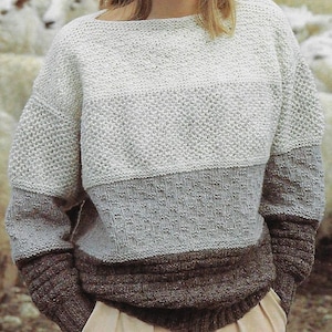 Women&#39;s LARGER Sizes Multi-Patterned Sweater knitting pattern DK 8 ply yarn 100-120cm 40-48 inch bust PDF Instant Download Post Free