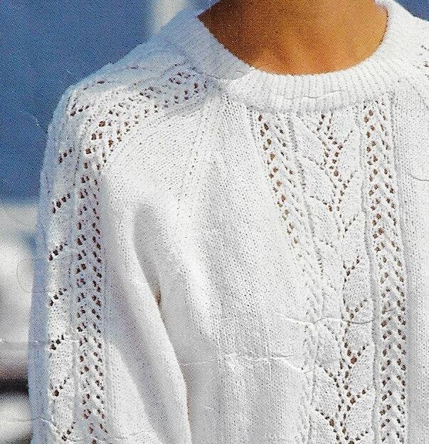 Women's Lace Panel Sweater knitting pattern 4 ply yarn Etsy