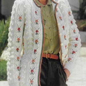 Women's Tyrolean Style Cardigan knitting pattern DK 8 ply yarn or wool 32-38 inch 81-97 cm bust PDF Instant Digital Download Post Free