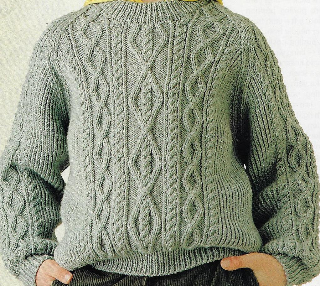 Cable Aran Sweater Knitting Pattern 