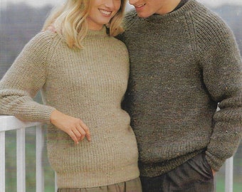 Fisherman's Rib Sweater in Family Sizes knitting pattern DK 8 ply yarn or wool 24-46 inch 61-117 cm chest PDF Instant Download Post Free