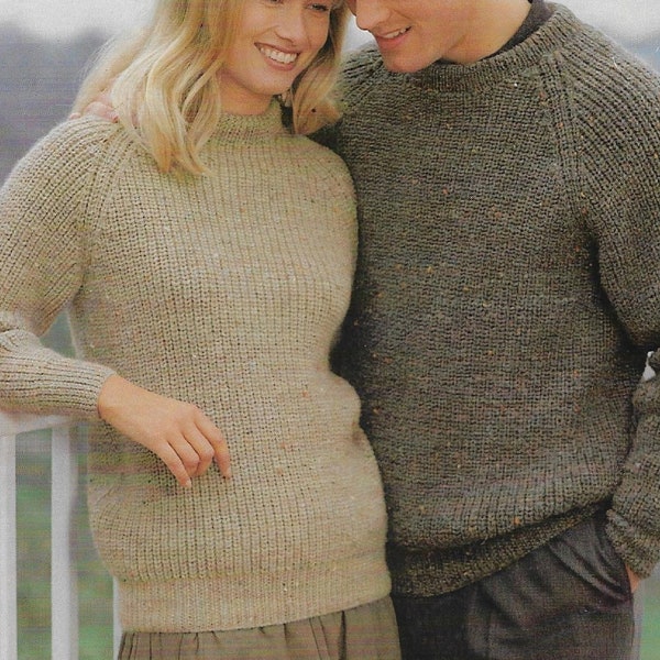 Fisherman's Rib Sweater in Family Sizes knitting pattern DK 8 ply yarn or wool 24-46 inch 61-117 cm chest PDF Instant Download Post Free