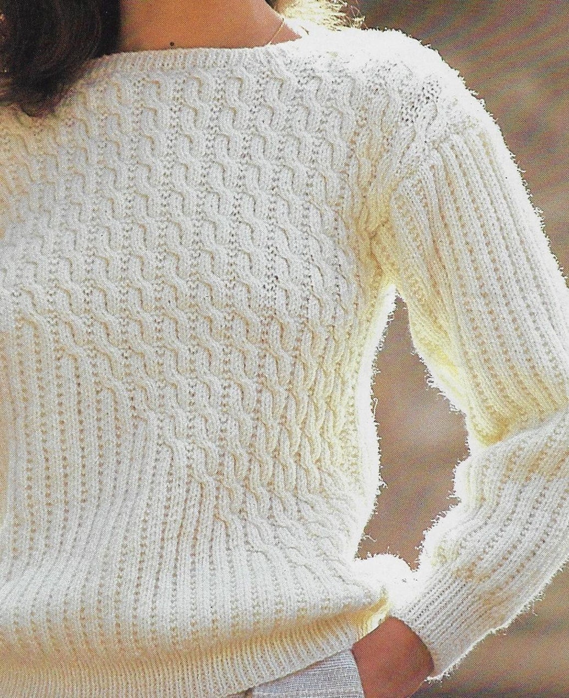 Women's Rib Cable Sweater knitting pattern DK 8 ply yarn Etsy