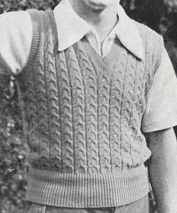 Men's Cable Vest 1930s Vintage Knitting Pattern 4 Ply Yarn - Etsy UK