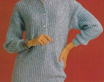 Women's Twisted Rib Sweater knitting pattern DK 8 ply yarn or wool 32-38 inch 80-95 cm bust PDF Instant Digital Download Post Free