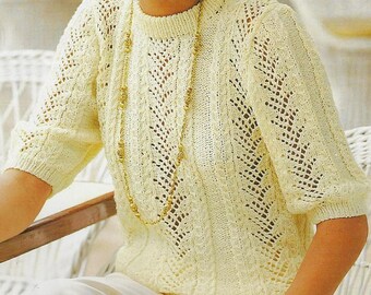 Women's Lace Sweater Knitting Pattern 8 ply 28-40 inch PDF Download