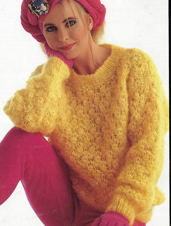 Women's Lace Sweater Knitting Pattern Mohair 12 Ply Yarn Etsy Australia