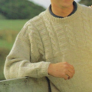 Men&#39;s & Women&#39;s Guernsey Sweater knitting pattern 10 ply yarn or wool 34-44 inch 86-112 cm chest PDF Instant Digital Download Post Free