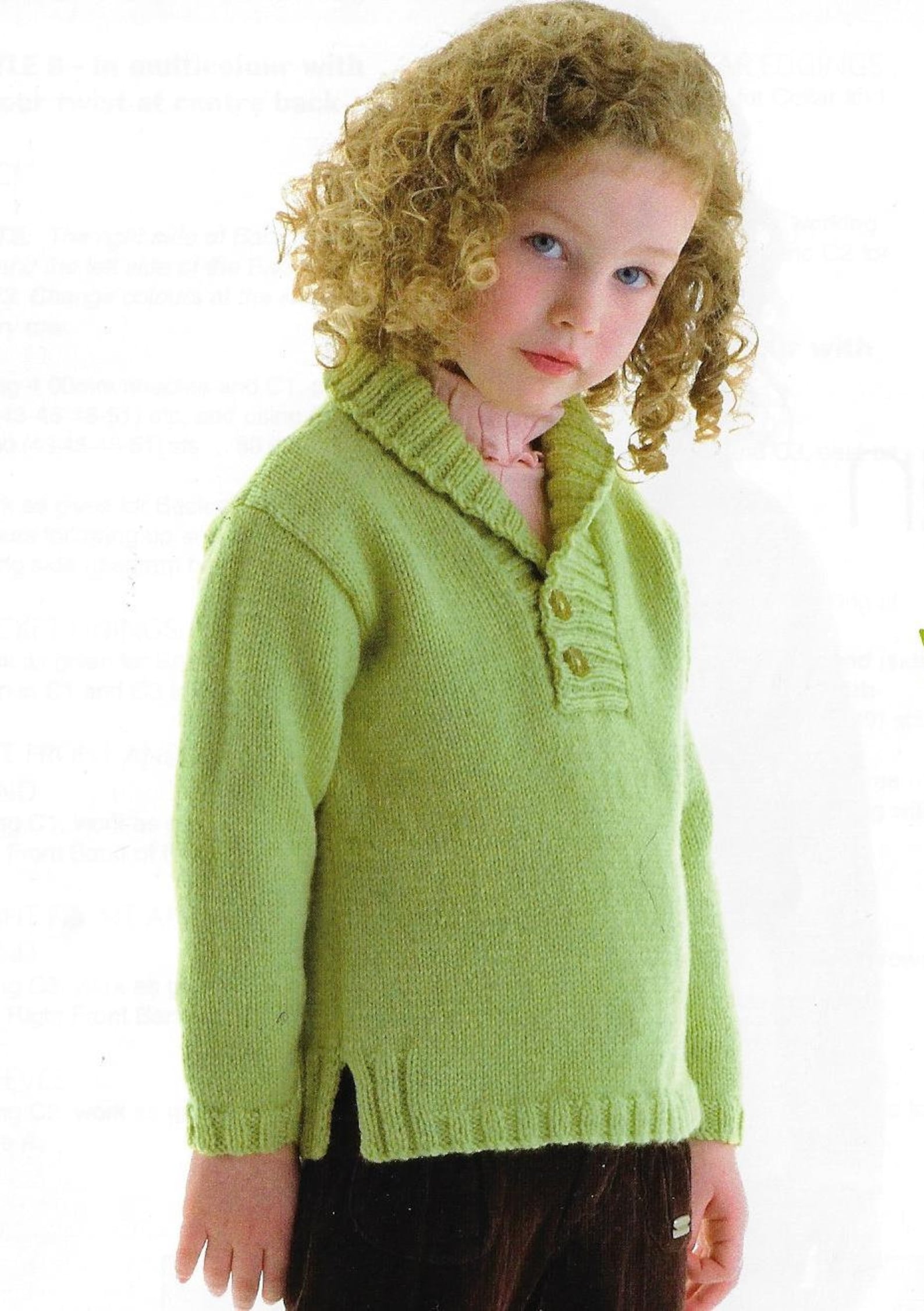 Child's Easy Shawl Collar Sweater Knitting Pattern Plain Etsy UK