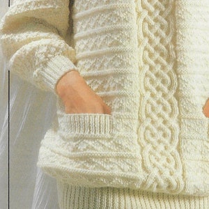 Women's Cable & Texture Sweater with Pockets knitting pattern 10 ply yarn or wool 30-40 inch PDF Instant Digital Download Post Free image 2