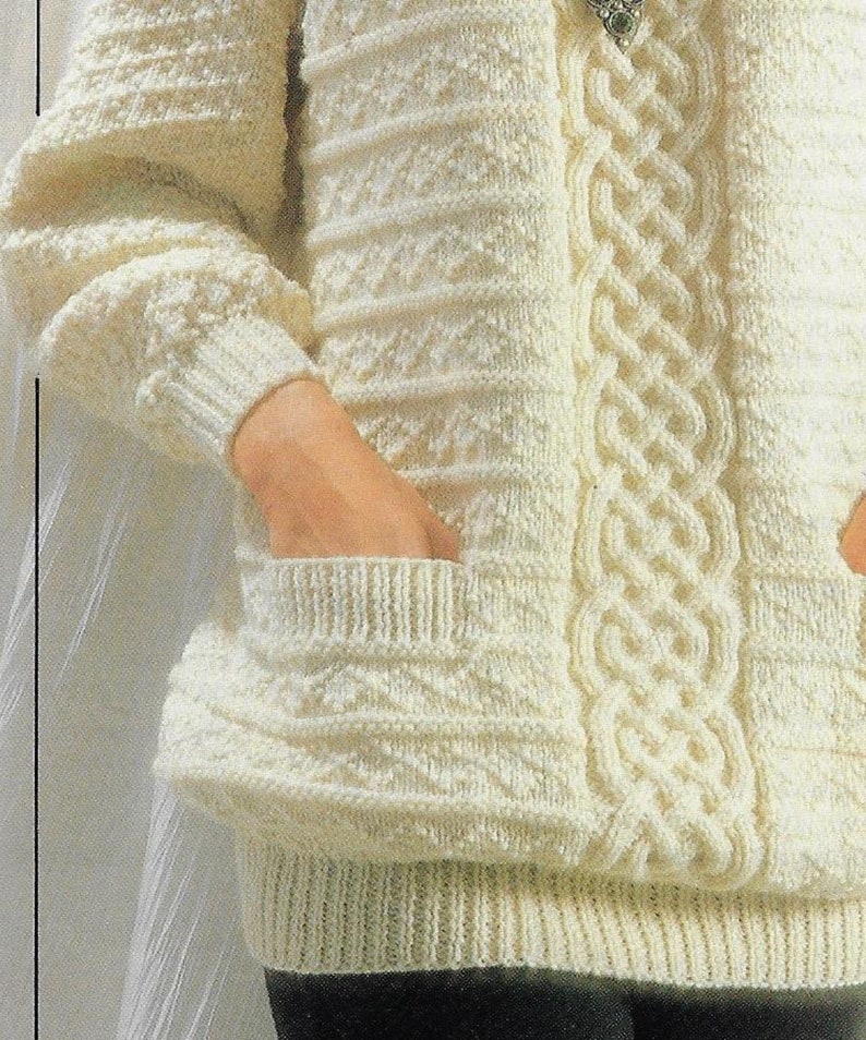 Women's Cable & Texture Sweater with Pockets knitting pattern 10 ply yarn or wool 30-40 inch PDF Instant Digital Download Post Free image 2