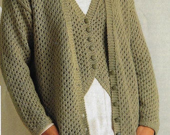 Women's Honeycomb Cardigan & Waistcoat knitting pattern 10 ply yarn or wool 30-44 inch 76-112 cm bust PDF Instant Digital Download Post Free