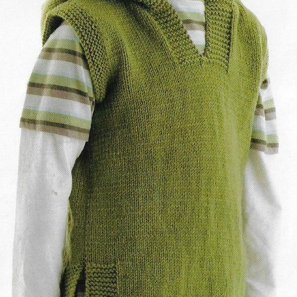 Easy Child's Vest with Optional Hood knitting pattern DK 8 ply yarn or wool 2-10 years PDF Instant Digital Download Post Free