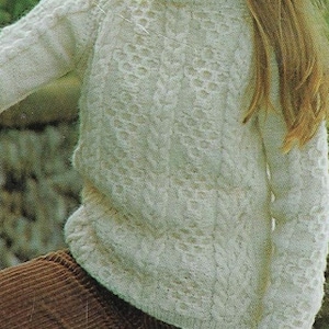 Child&#39;s Traditional Aran Sweater knitting pattern DK 8 ply yarn or wool 24-32 inch 60-80 cm chest PDF Instant Digital Download Post Free