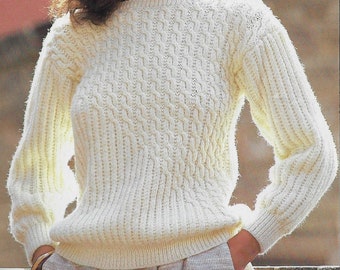 Women's Rib Cable Sweater knitting pattern DK 8 ply yarn 32-38 inch bust PDF Instant Digital Download Post Free