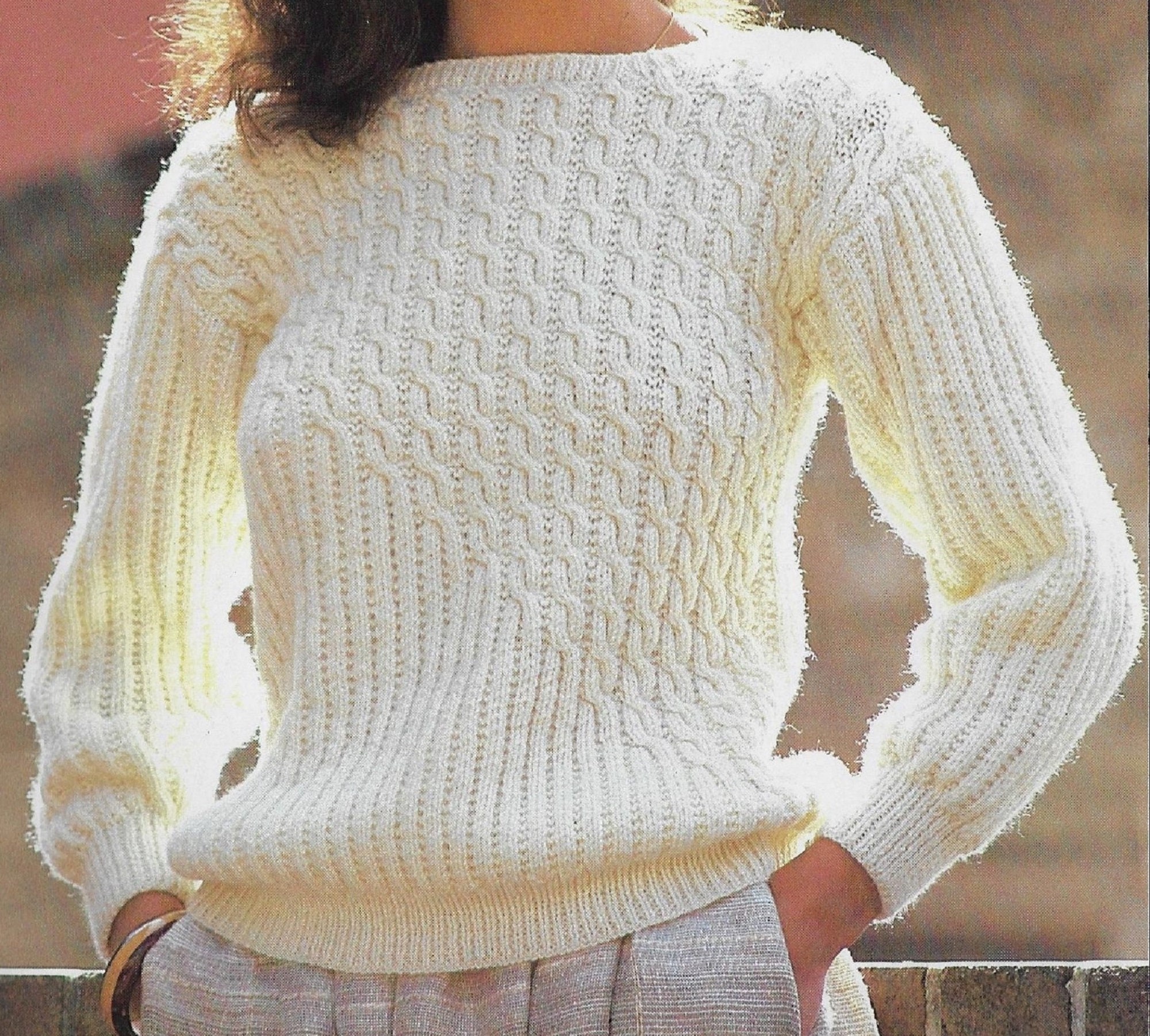 Sweater KNITTING PATTERN Women Cables/worsted Yarn Cable Pullover