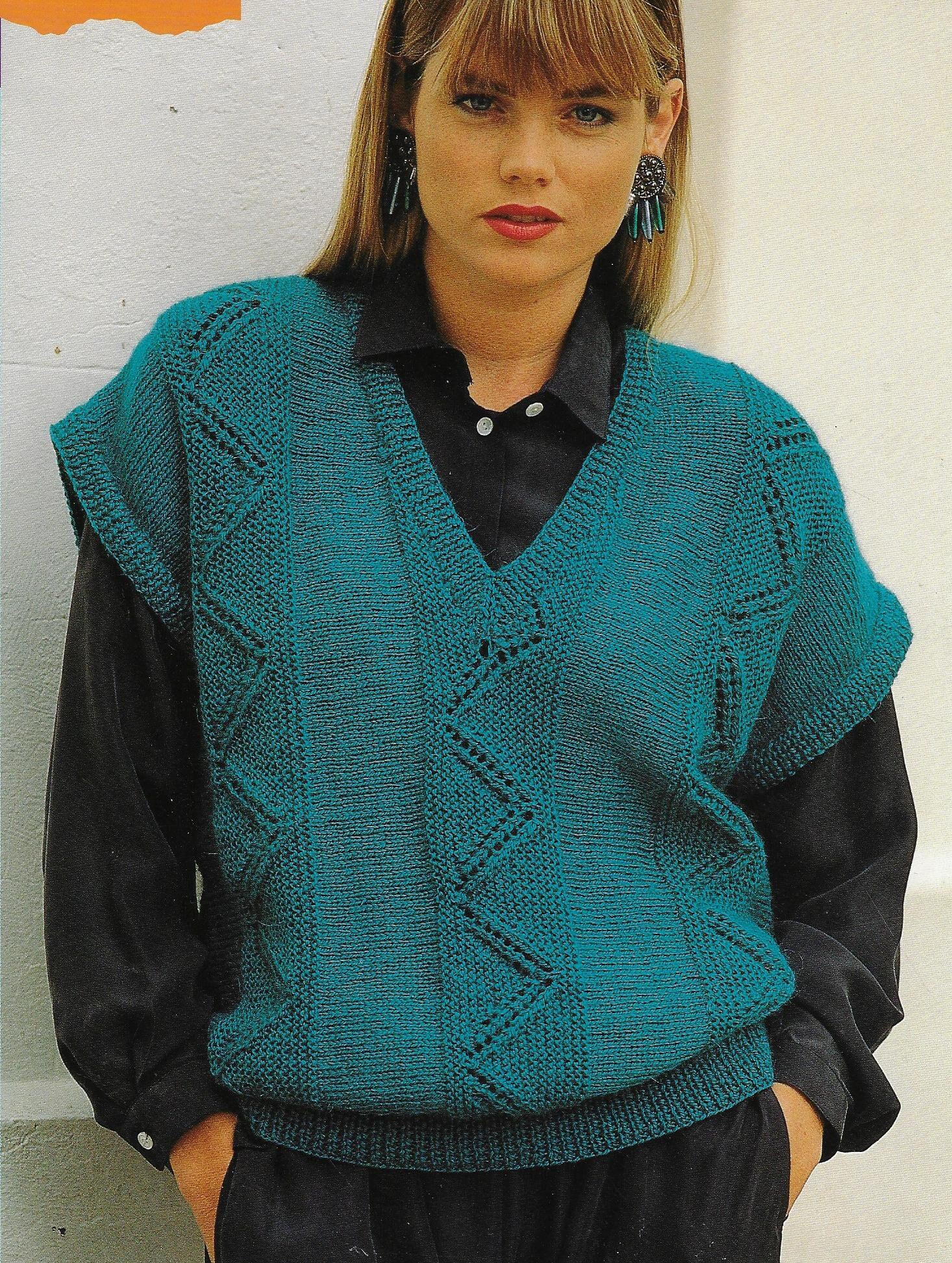 free knitting pattern ladies vest 8 ply