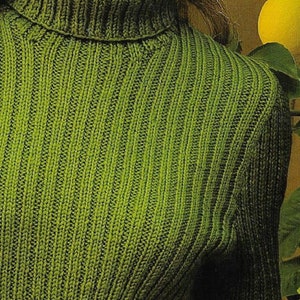 Women's Double Rib Polo Neck Sweater knitting pattern DK 8 ply yarn or wool 30-44 inch 75-110 cm bust PDF Instant Digital Download Post Free image 2