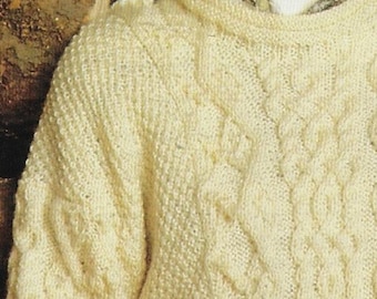 Cable Tunic Sweater Knitting Pattern 10 ply aran yarn 32-42 inch (PDF Download)