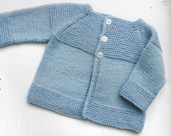 Baby Jacket Garter Stitch Yoke knitting pattern 0-9 months 3, 4 & 8 ply yarn or wool PDF Instant Digital Download Post Free
