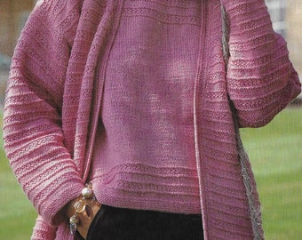 Women's Cardigan & Top knitting pattern DK 8 ply yarn or wool 32-44 inch 81-112 cm bust PDF Instant Digital Download Post Free