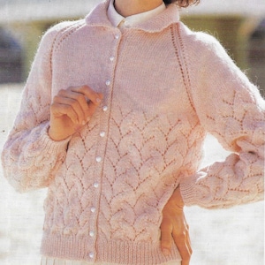 Women&#39;s Half Lace Cardigan knitting pattern DK 8 ply yarn or wool 32-38 inch 81-96 cm bust PDF Instant Digital Download Post Free