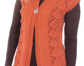 Women's Sleeveless Lacy Jacket knitting pattern DK 8 ply wool yarn 81-107cm 32-42 inch bust PDF Digital Download Free Post