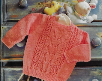 Baby & Toddler Heart Sweater knitting pattern DK 8 ply wool yarn 16-22 inch 41-56 cm chest PDF Instant Digital Download Post Free