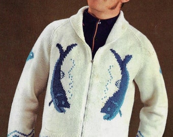 Men's Fishing Jacket Vintage Knitting Pattern DK 8 Ply Yarn or