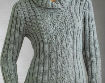 Women & Girls Shawl Collar Sweater knitting pattern 14 ply chunky bulky yarn 26-46 inch bust PDF Instant Digital Download Post Free