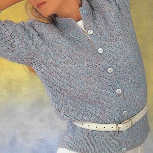 Women&#39;s Lace Cardigan knitting pattern DK 8 ply yarn or wool 30-40 inch bust PDF Instant Digital Download Post Free