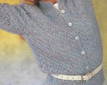 Lace Cardigan Knitting Pattern, DK Yarn, 30-40" Bust (PDF Download)