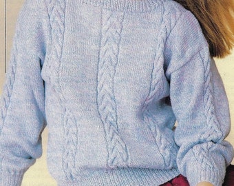 Women's Cable Panels Sweater knitting pattern DK 8 ply yarn or wool 30-40 inch bust PDF instant Digital Download Post Free