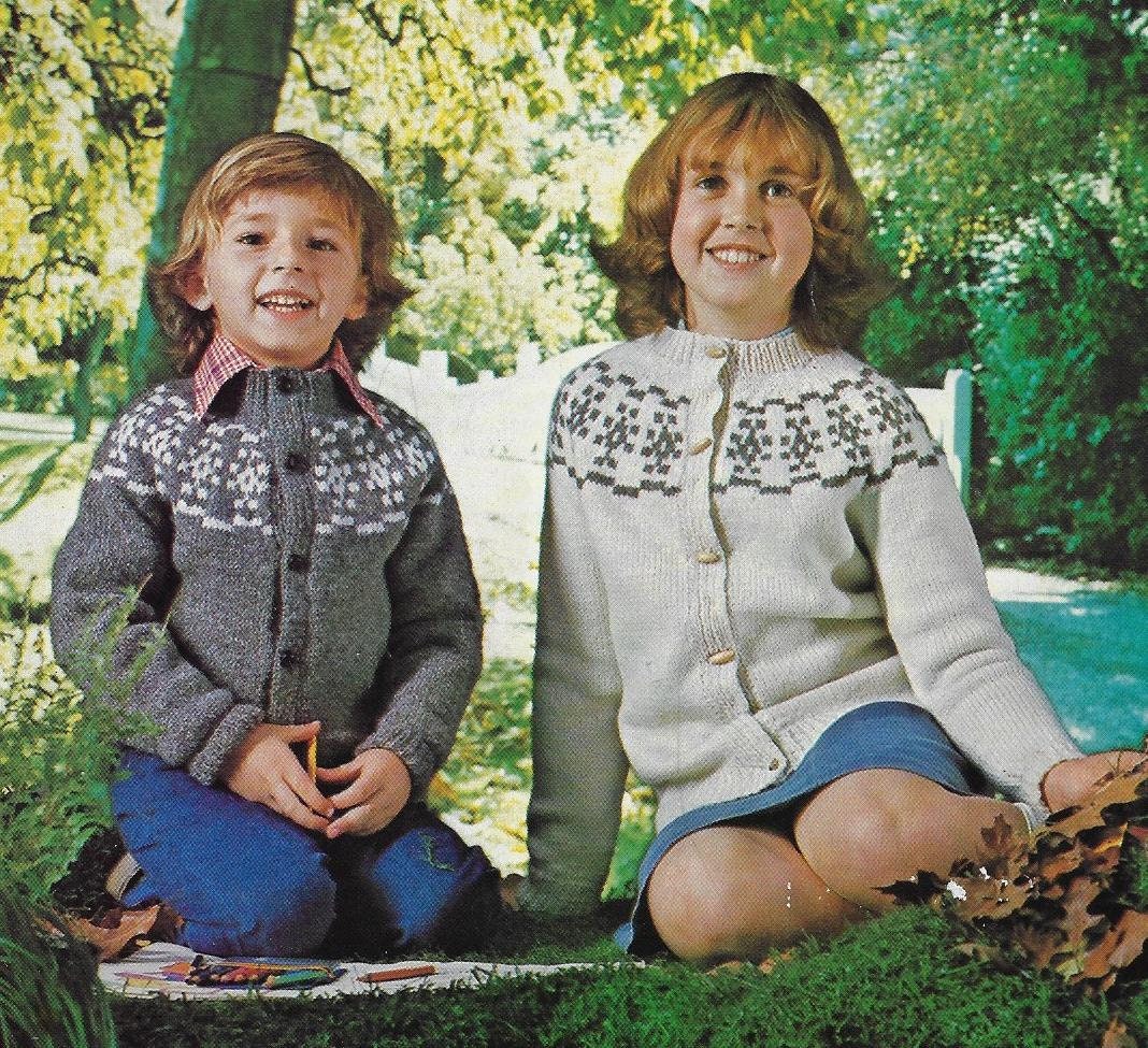 Child's Fairisle Yoke Cardigan Knitting Pattern DK 8 Ply Etsy